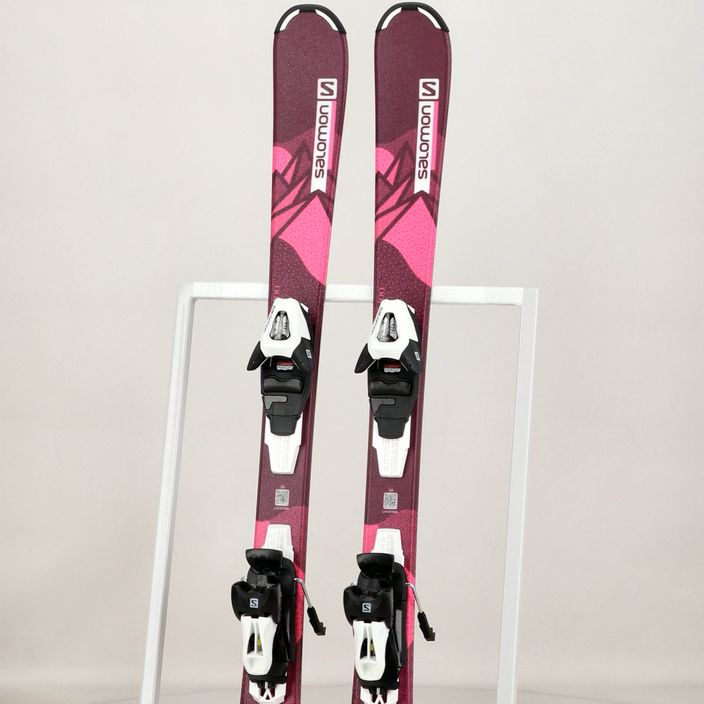 Children's downhill skis Salomon Lux Jr S + C5 bordeau/pink 12