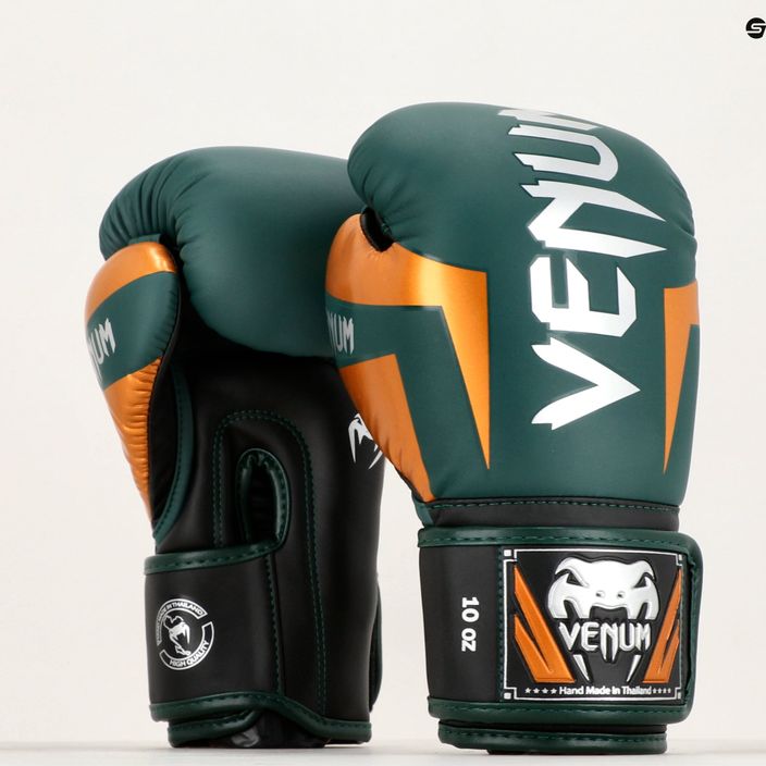 Venum Elite green/bronze/silver boxing gloves 10