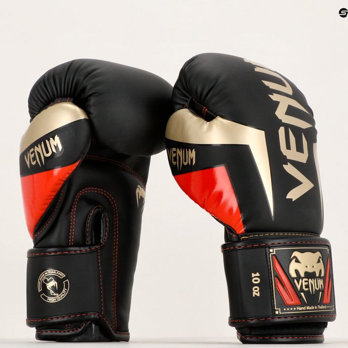 Venum Elite boxing gloves black/gold/red 11