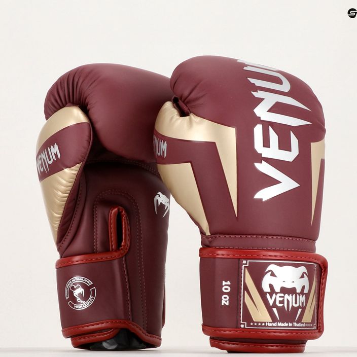 Venum Elite burgundy/gold boxing gloves 10