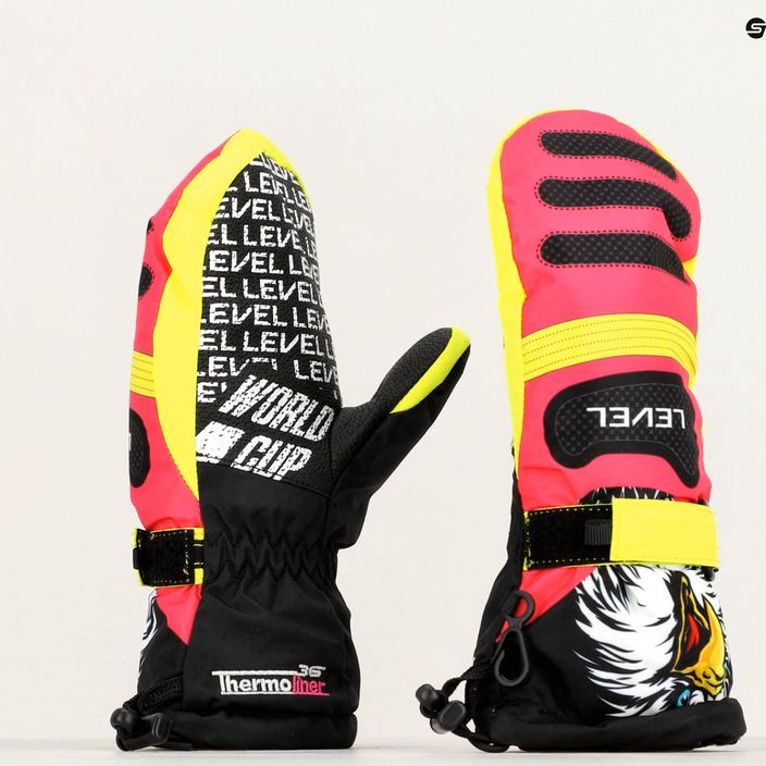 Level Junior Mitt black/yellow children's ski glove 9