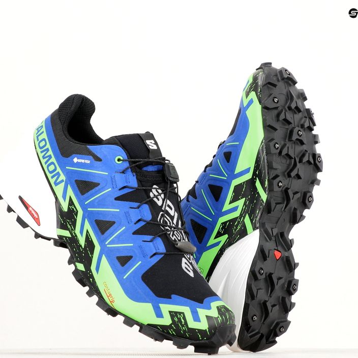 Men's running shoes Salomon Spikecross 6 GTX black/surf the web/green gecko 17