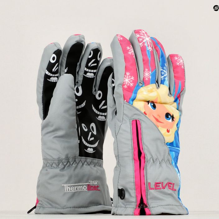 Level Lucky grey children's ski glove 9