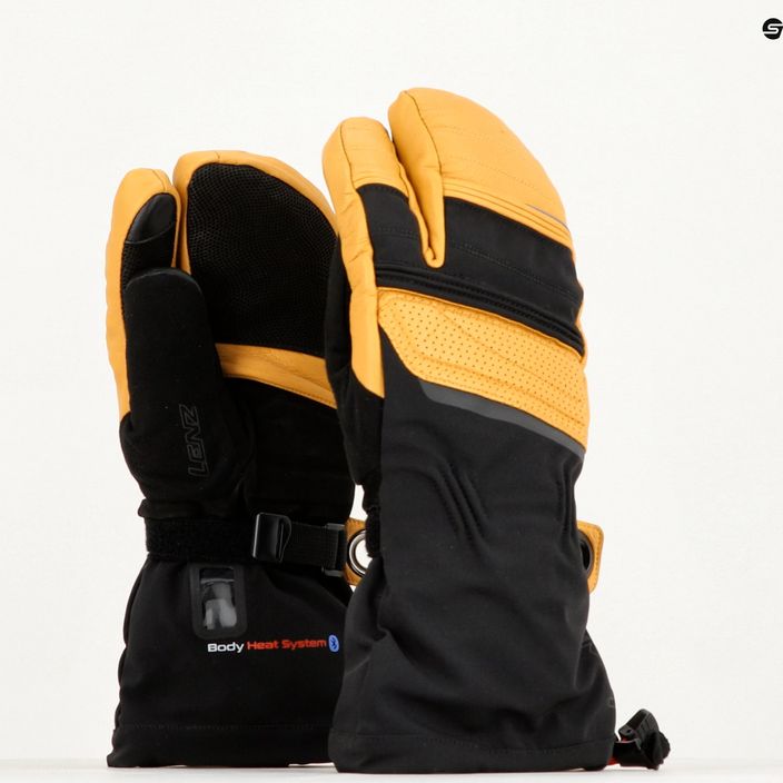 Lenz Heat Glove 8.0 Finger Cap Lobster heated ski glove black and yellow 1207 12