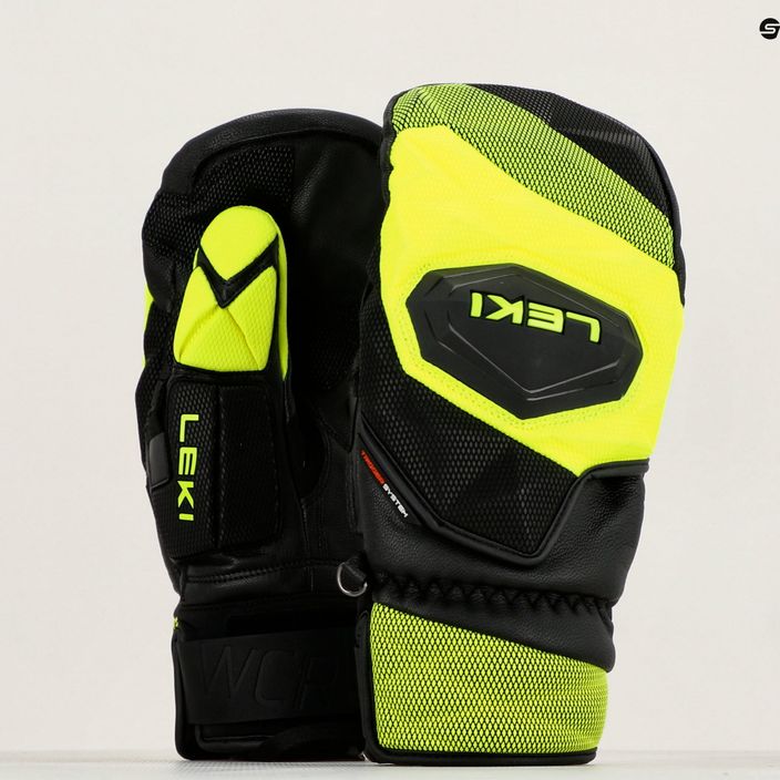 Men's Ski Gloves LEKI WCR Venom SL 3D Mitt black ice/lemon 9