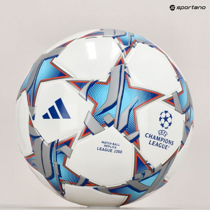adidas UCL League 23/24 football white/silver metallic/bright cyan/royal blue size 5 6
