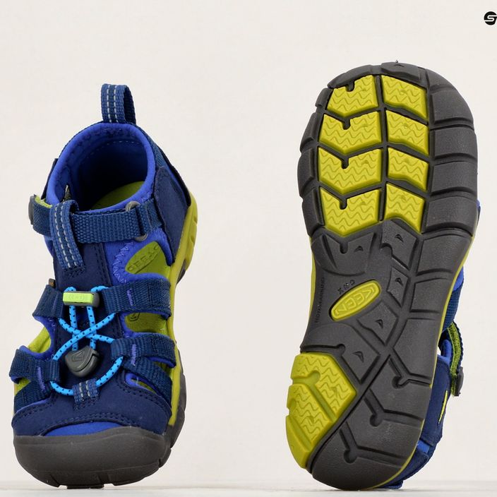 KEEN Seacamp II CNX blue depths/chartreuse children's sandals 9
