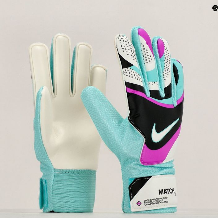 Nike Match children's goalkeeper gloves black/hyper turquoise/rush fuchsia 5