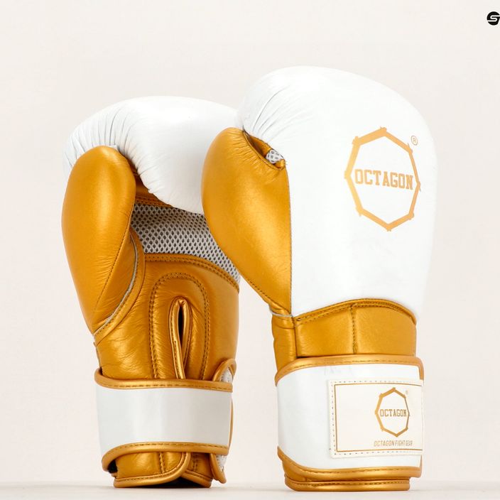 Octagon Prince white/gold boxing gloves 3