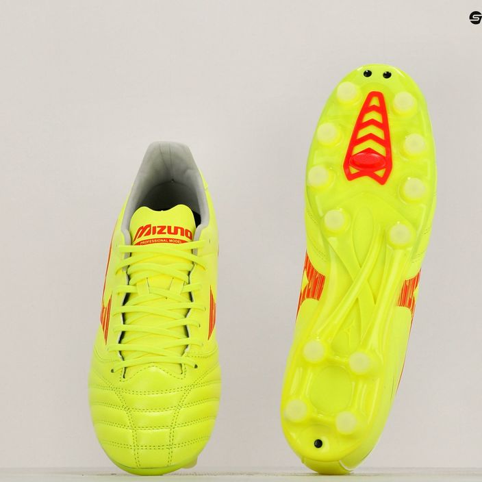 Mizuno Morelia Neo IV Pro MD safety yellow/fiery coral 2/galaxy silver men's football boots 11