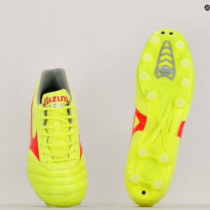 Mizuno Morelia II Pro MD safety yellow/fiery coral 2/galaxy silver men's football boots 10