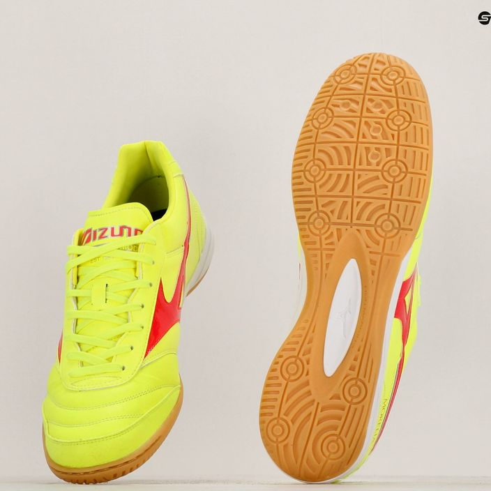 Mizuno Morelia Sala Elite IN safety yellow/fiery coral 2/galaxy silver men's football boots 11