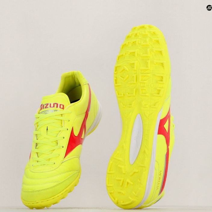 Mizuno Morelia Sala Elite TF safety yellow/fiery coral 2/galaxy silver men's football boots 11