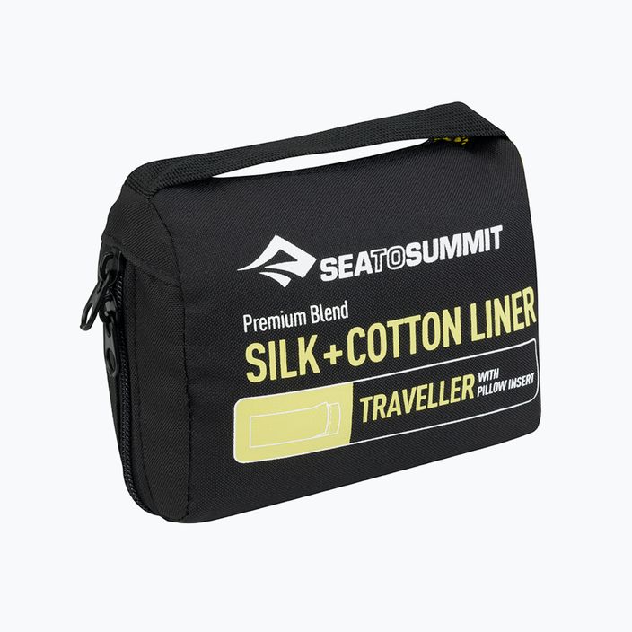 Sea to Summit Silk/Cotton Traveller with Pillow dark blue ASLKCTNYHANB sleeping bag insert 2