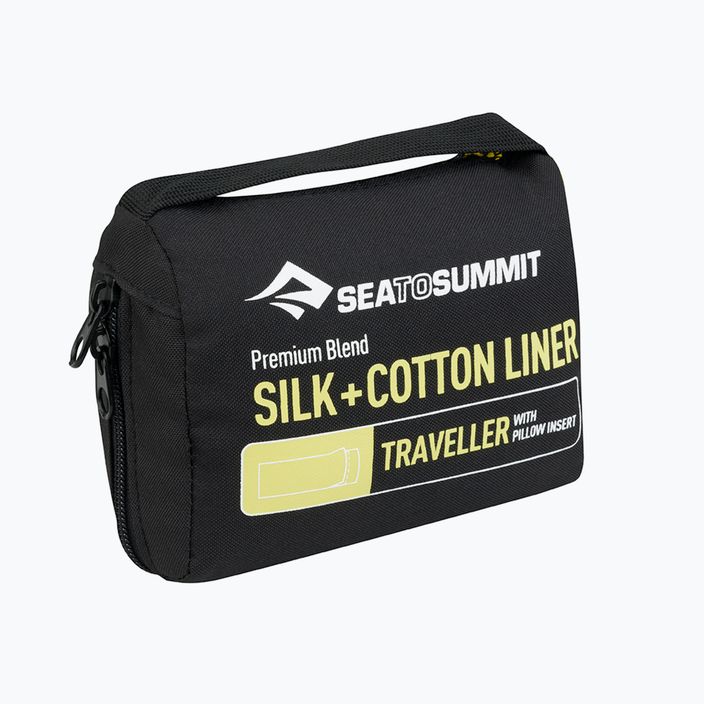 Sea to Summit Silk/Cotton Traveller with Pillow sleeping bag insert green ASLKCTNYHAGN 2