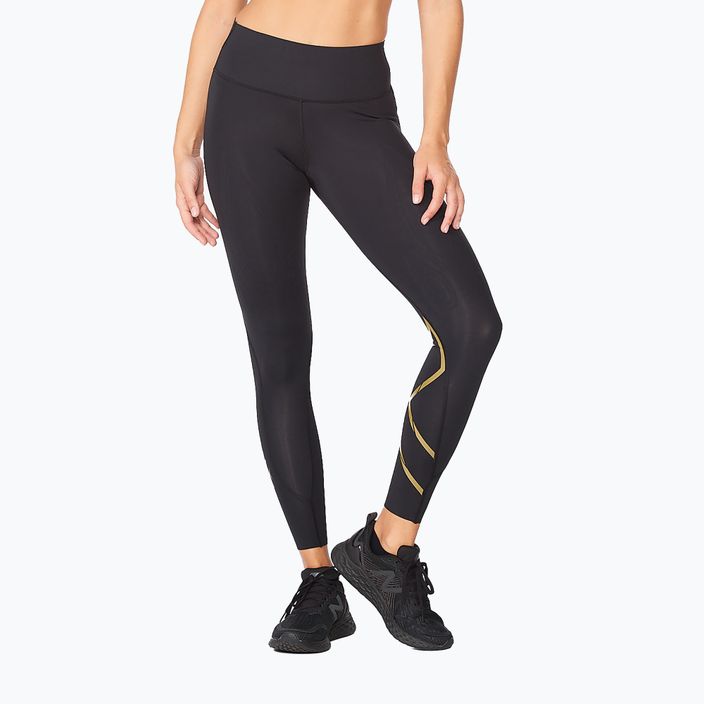 Women's training leggings 2XU Force Mid-Rise Compression black and gold WA5367B 6