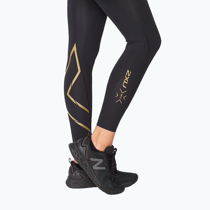 Women's training leggings 2XU Force Mid-Rise Compression black and gold WA5367B 10