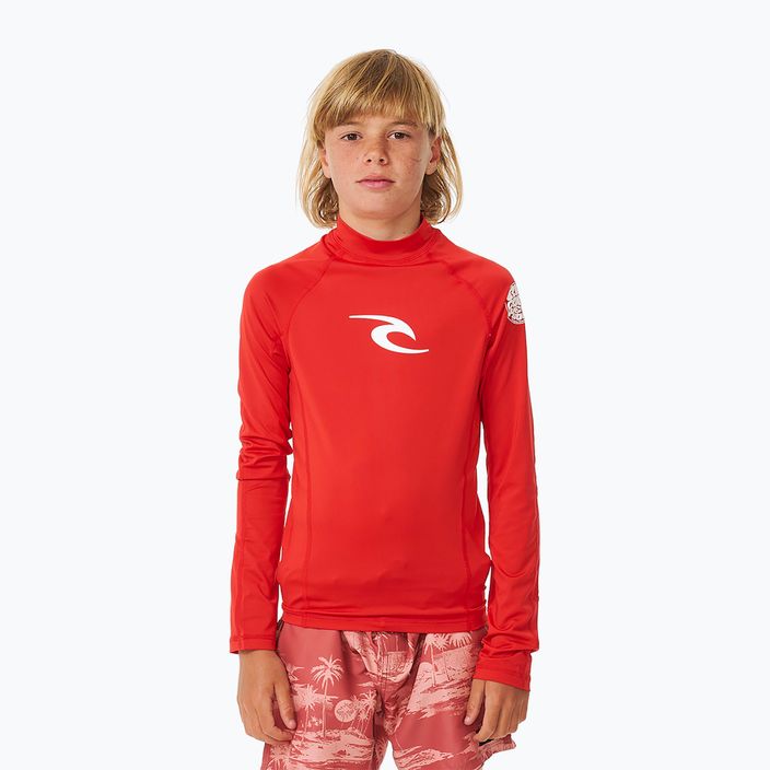 Rip Curl Lycra Brand Wave UPF red children's swimming longsleeve 2