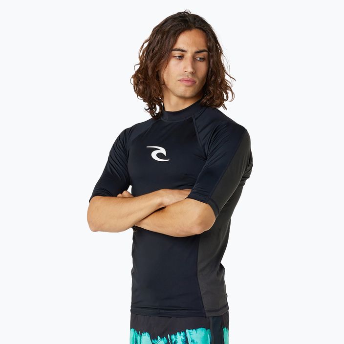 Men's Rip Curl Waves Upf Perf S/S Swim Shirt Black 3