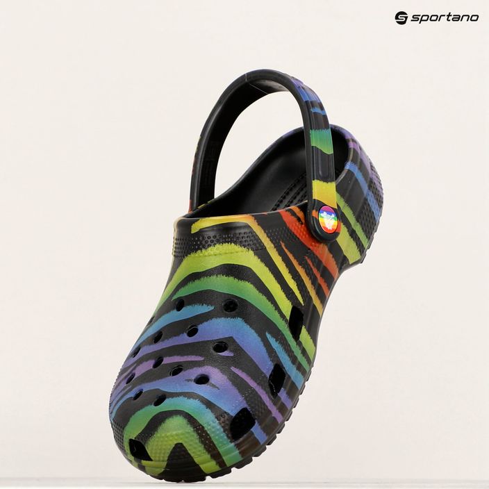 Women's Crocs Classic Seasonal Printed zebra rainbow flip-flops 11