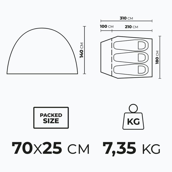 KADVA AIRcamp 3-person camping tent green 7