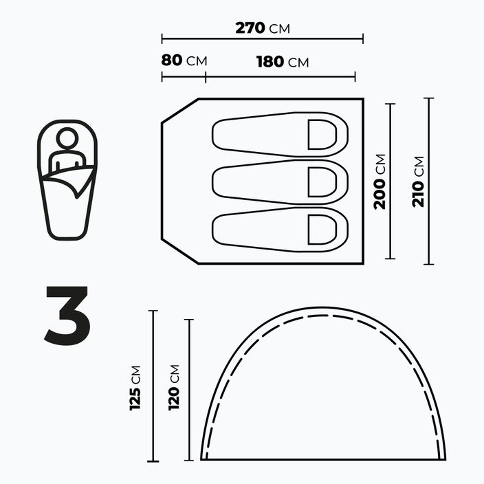 KADVA CAMPdome 3-person camping tent green 4