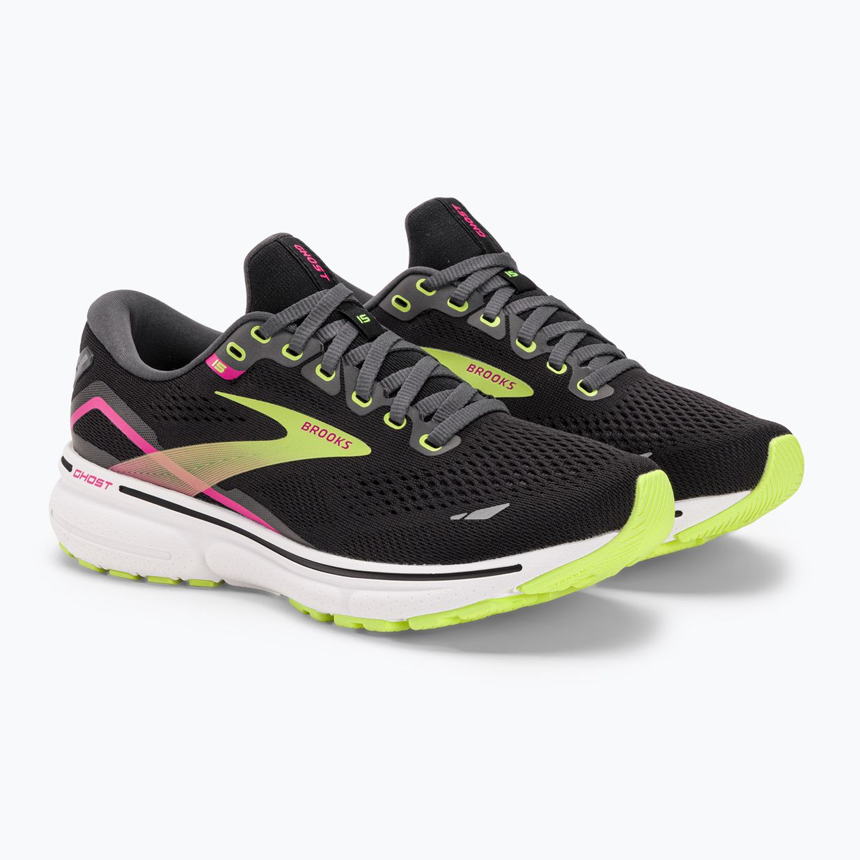 Brooks Ghost 15 women's running shoes black/ebony/sharp green 4