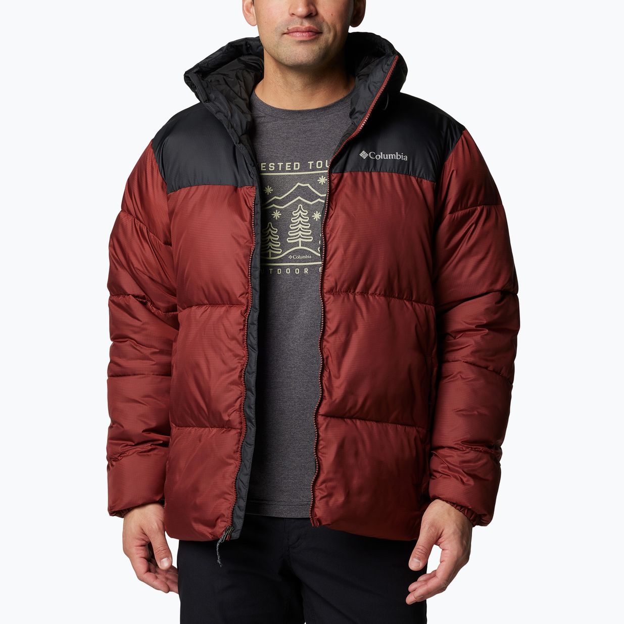 Men's Columbia Puffect II Hooded down jacket spice/ black 4