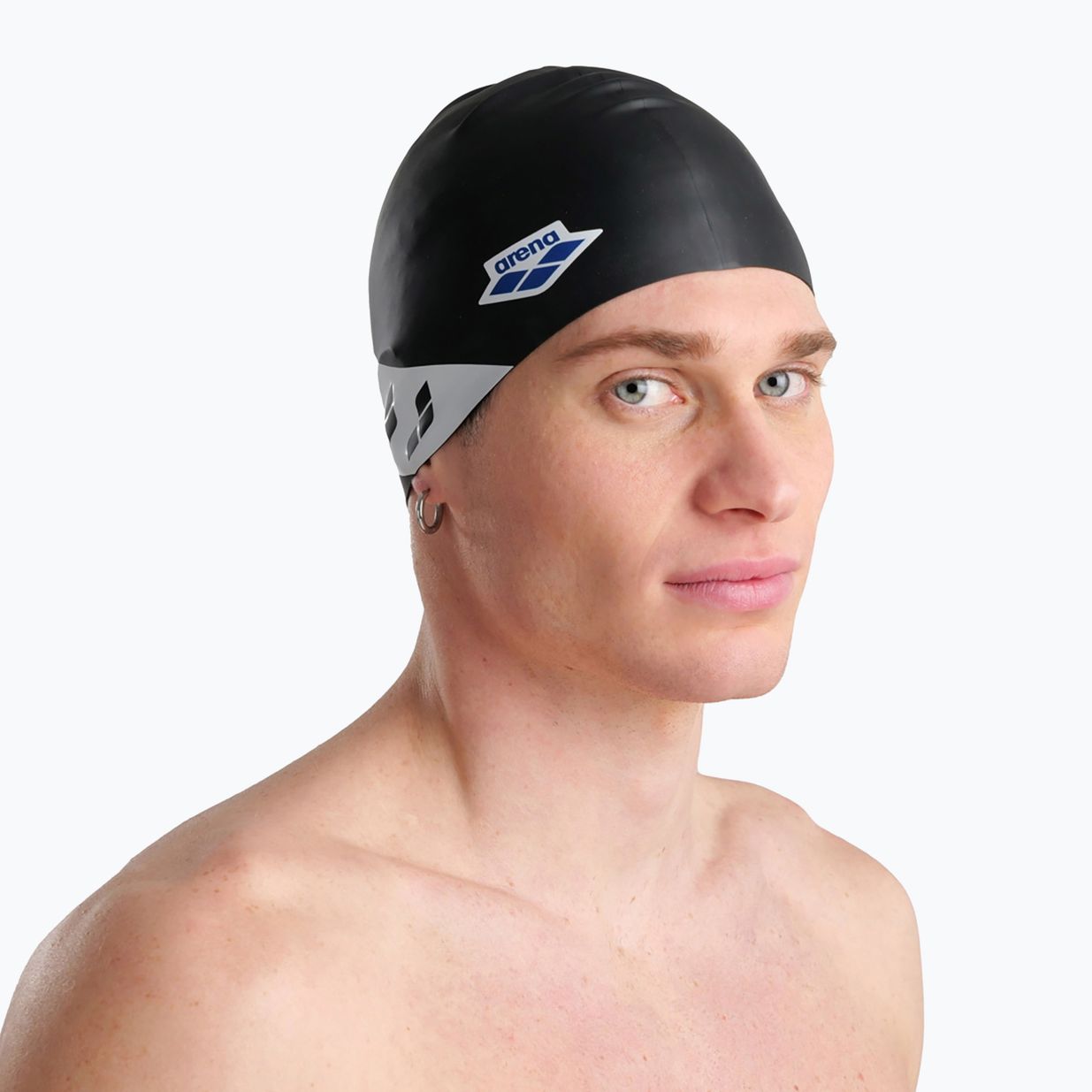 Arena Icons Team Stripe swim cap black and white 001463 3