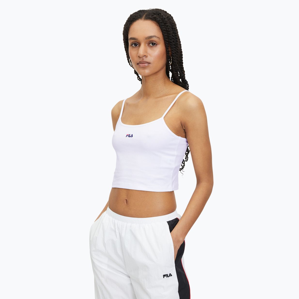 Women's FILA Loni Cropped Spaghetti bright white T-shirt 3