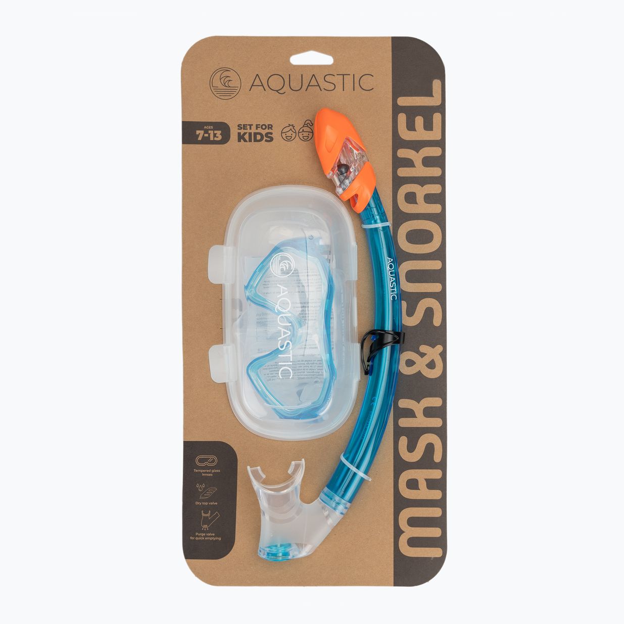 AQUASTIC Shelly children's snorkel kit mask + snorkel light blue 9