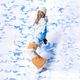 Women's snowboard jacket ROXY Chloe Kim azure blue clouds 12