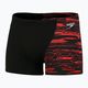 Speedo men's Hyper Boom Placement V-Cut Aquashort swim boxers black and red 8-09734