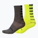 Men's Endura Coolmax Stripe 2-pack cycling socks hi-viz yellow/grey