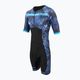 ZONE3 Activate+ Men's Triathlon Suit Tropical Palm Short Sleeve Full Zip Trisuit navy/blue