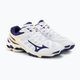 Men's volleyball shoes Mizuno Wave Voltage white / blue ribbon / mp gold 5