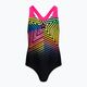 Speedo Digital Placement Splashback children's one-piece swimsuit black/lemon driz/flare pink/true cobalt