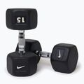 Rubber-coated dumbbell Nike Strength Hex Dumbbell 15 kg black/white