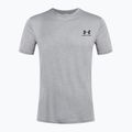 Men's Under Armour Sportstyle Left Chest SS steel light heather/black training t-shirt 4