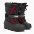 Sorel Flurry Dtv black/bright red children's snow boots 4