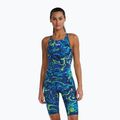 Ladies' one-piece swimsuit TYR Thresher Open Back Hyperblitz blue/green