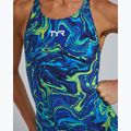 Ladies' one-piece swimsuit TYR Thresher Open Back Hyperblitz blue/green 5