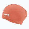 Swim cap TYR Long Hair Wrinkle Free Silicone coral/white