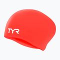 Swim cap TYR Long Hair Wrinkle Free Silicone bright red