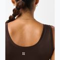 Women's yoga T-shirt Sweaty Betty Seamless Ruched Tank espresso brown 5