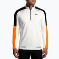 Men's Brooks Run Visible 1/2 Zip 2.0 ecru/fluoro flash/black running sweatshirt