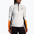 Women's Brooks Run Visible 1/2 Zip 2.0 ecru/fluoro flash/black running sweatshirt