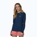 Women's trekking T-shirt Patagonia P-6 Logo Responsibili-Tee LS tidepool blue