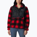 Women's Columbia Sweet View Fleece Hooded trekking sweatshirt black/red lily check print