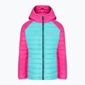 Columbia Powder Lite Hooded children's down jacket geyser/pink ice